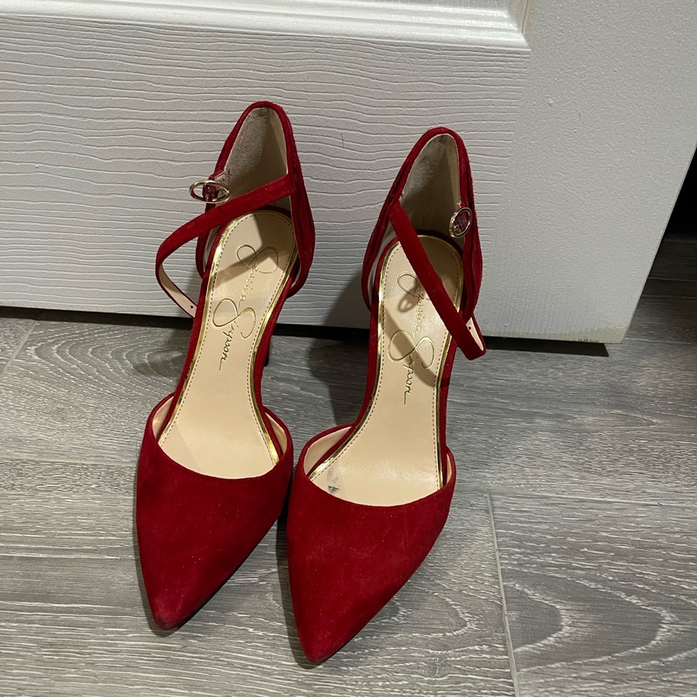 Jessica Simpson Elegant Red Suede Heels size 5